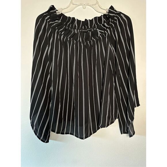 HYFVE HYFVE HYFVE women’s long sleeve striped boatneck blouse-Large.  #1-0165 - Picture 1 of 3